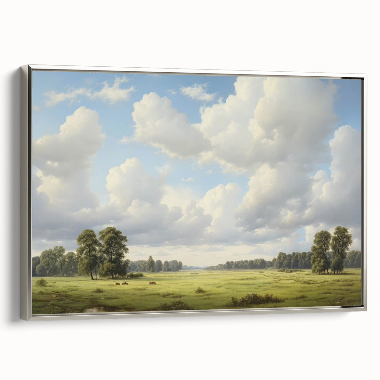 Vintage Landscape Art - Meadow with Trees and Horses