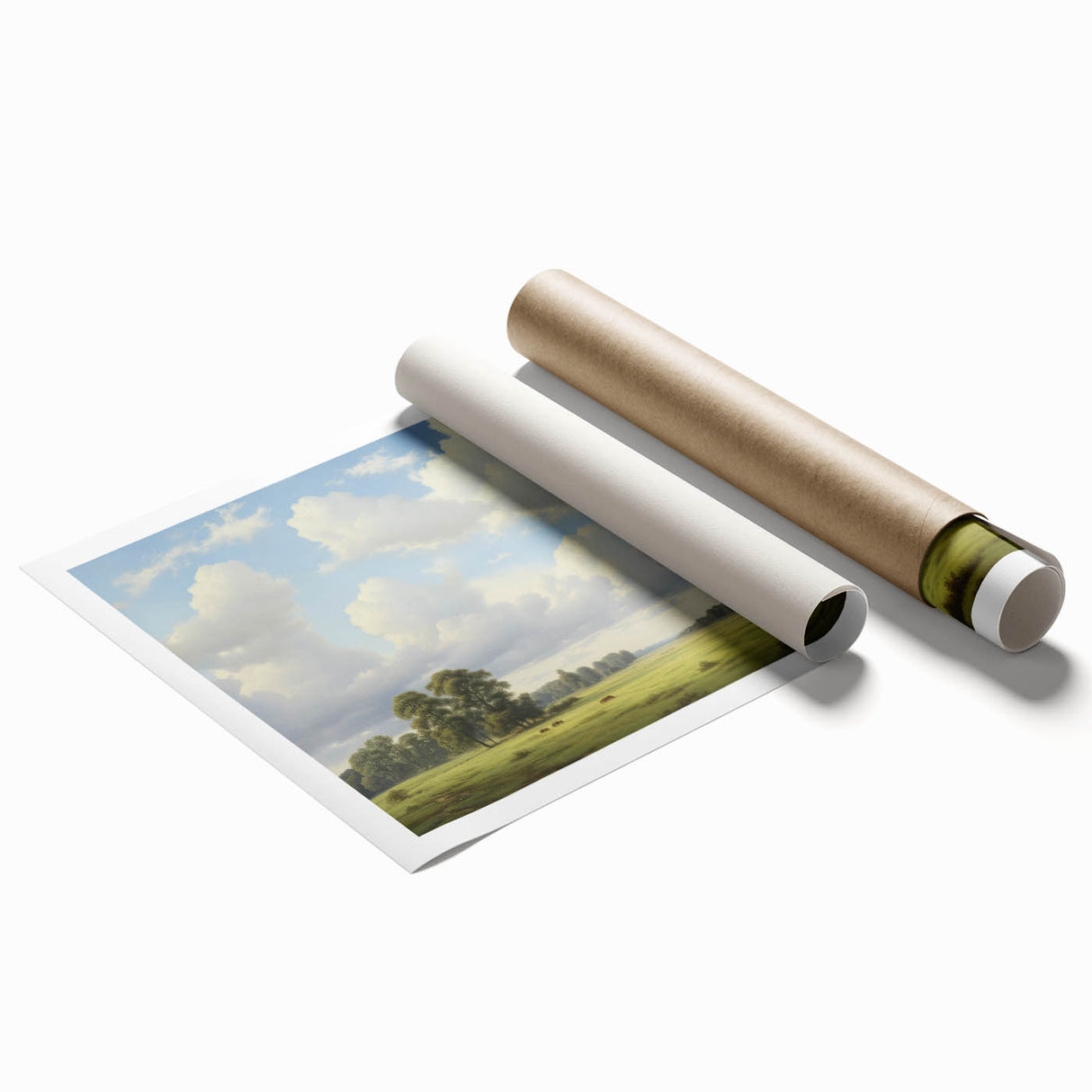 Vintage Landscape Art - Meadow with Trees and Horses