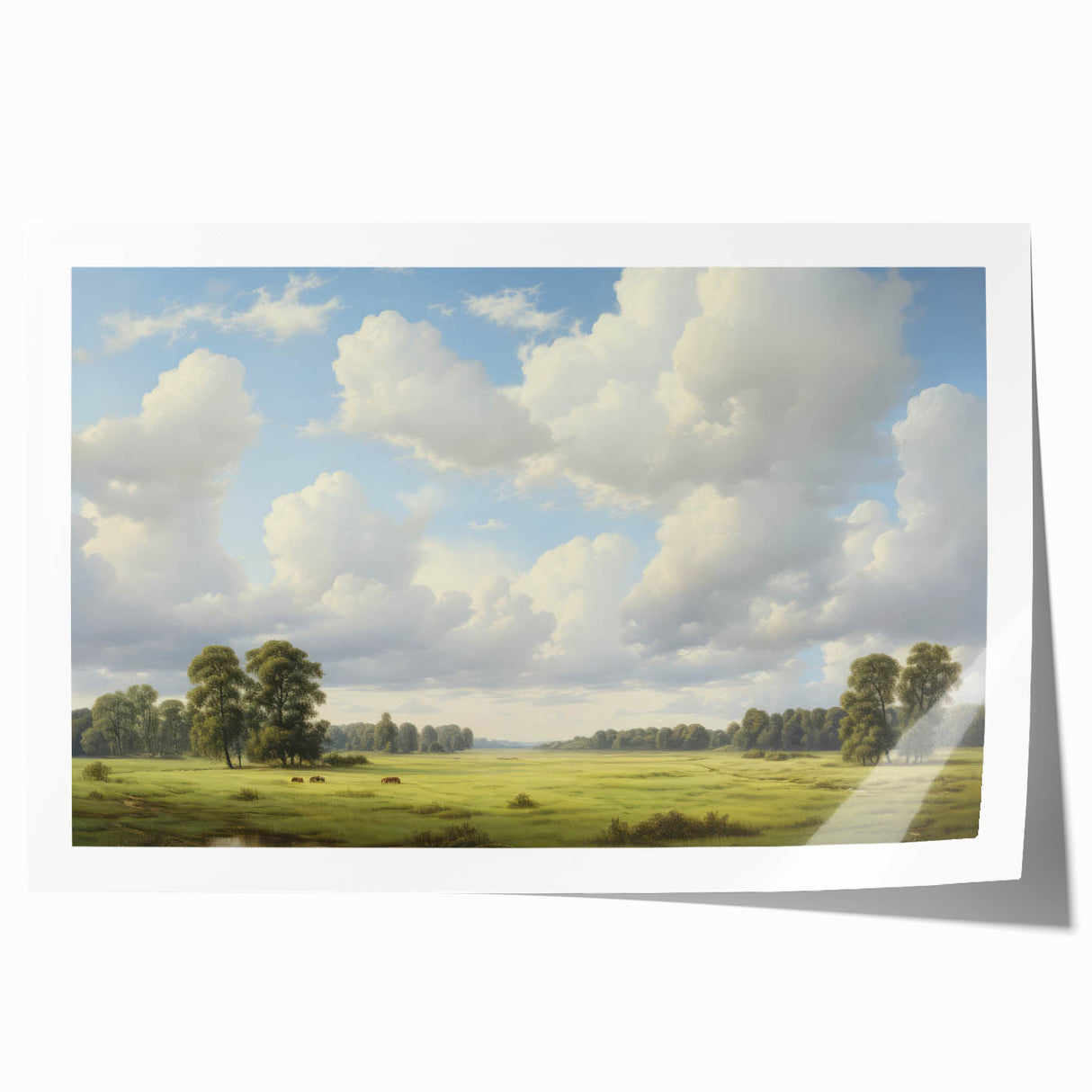 Vintage Landscape Art - Meadow with Trees and Horses