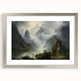Vintage Landscape Art - Misty Mountains and River