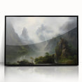 Vintage Landscape Art - Misty Mountains and River