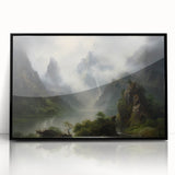 Vintage Landscape Art - Misty Mountains and River