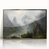 Vintage Landscape Art - Misty Mountains and River