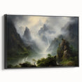 Vintage Landscape Art - Misty Mountains and River