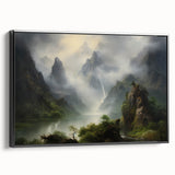 Vintage Landscape Art - Misty Mountains and River