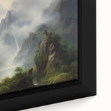 Vintage Landscape Art - Misty Mountains and River