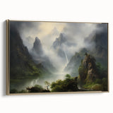 Vintage Landscape Art - Misty Mountains and River