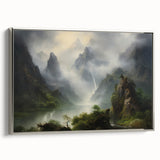 Vintage Landscape Art - Misty Mountains and River