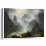 Vintage Landscape Art - Misty Mountains and River