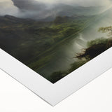 Vintage Landscape Art - Misty Mountains and River