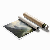 Vintage Landscape Art - Misty Mountains and River