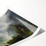 Vintage Landscape Art - Misty Mountains and River