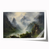 Vintage Landscape Art - Misty Mountains and River