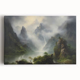 Vintage Landscape Art - Misty Mountains and River