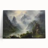 Vintage Landscape Art - Misty Mountains and River