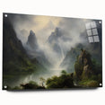 Vintage Landscape Art - Misty Mountains and River