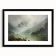 Vintage Landscape Art - Misty Mountains and Tranquil Lake