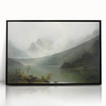 Vintage Landscape Art - Misty Mountains and Tranquil Lake