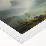 Vintage Landscape Art - Misty Mountains and Tranquil Lake