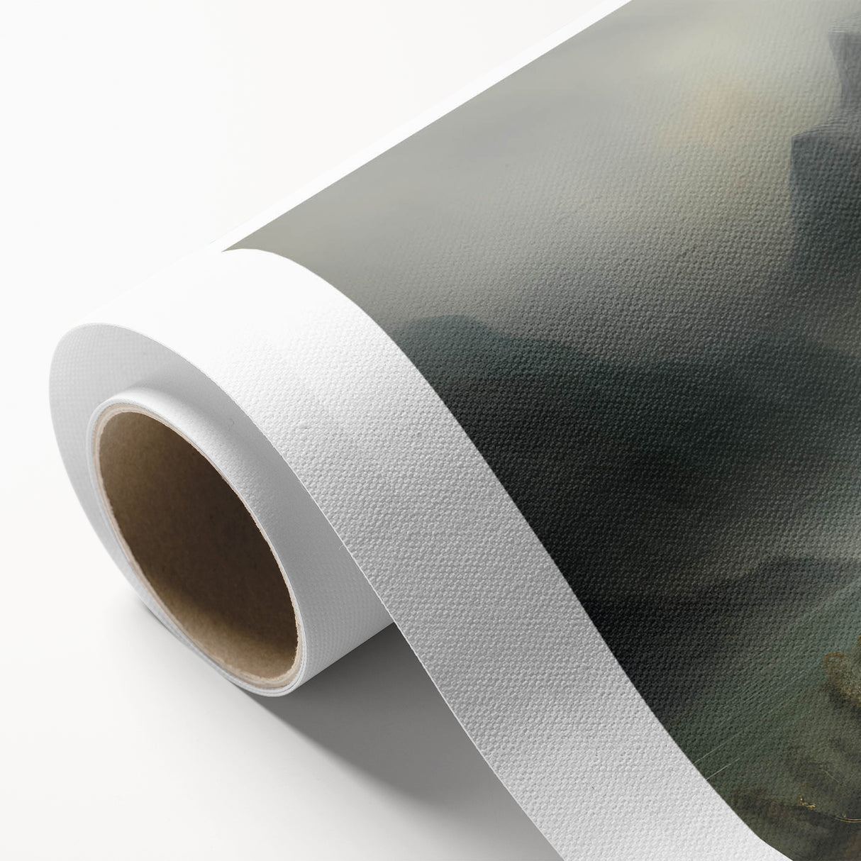 Vintage Landscape Art - Misty Mountains and Tranquil Lake