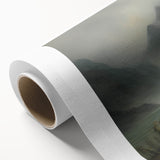 Vintage Landscape Art - Misty Mountains and Tranquil Lake