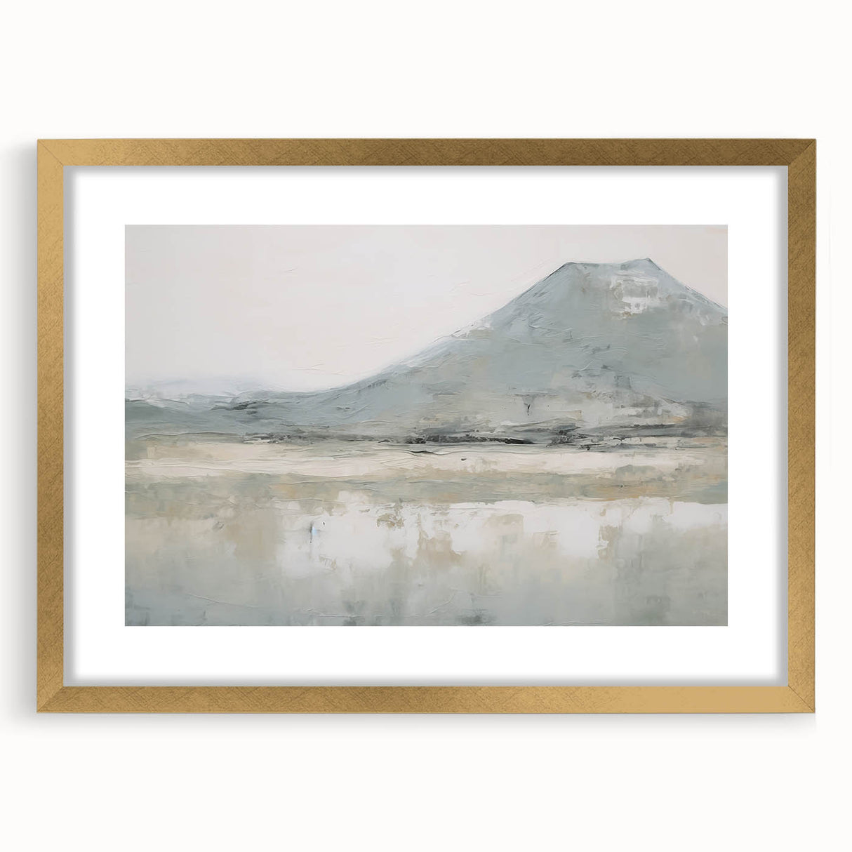 Vintage Landscape Art – Misty Mountain and Reflection – Antique Nature Scene Wall Art