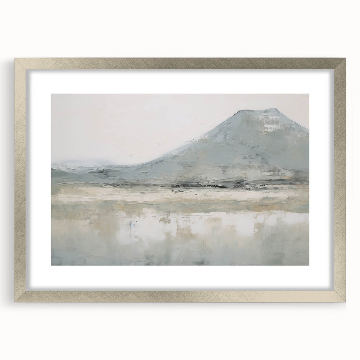 Vintage Landscape Art – Misty Mountain and Reflection – Antique Nature Scene Wall Art