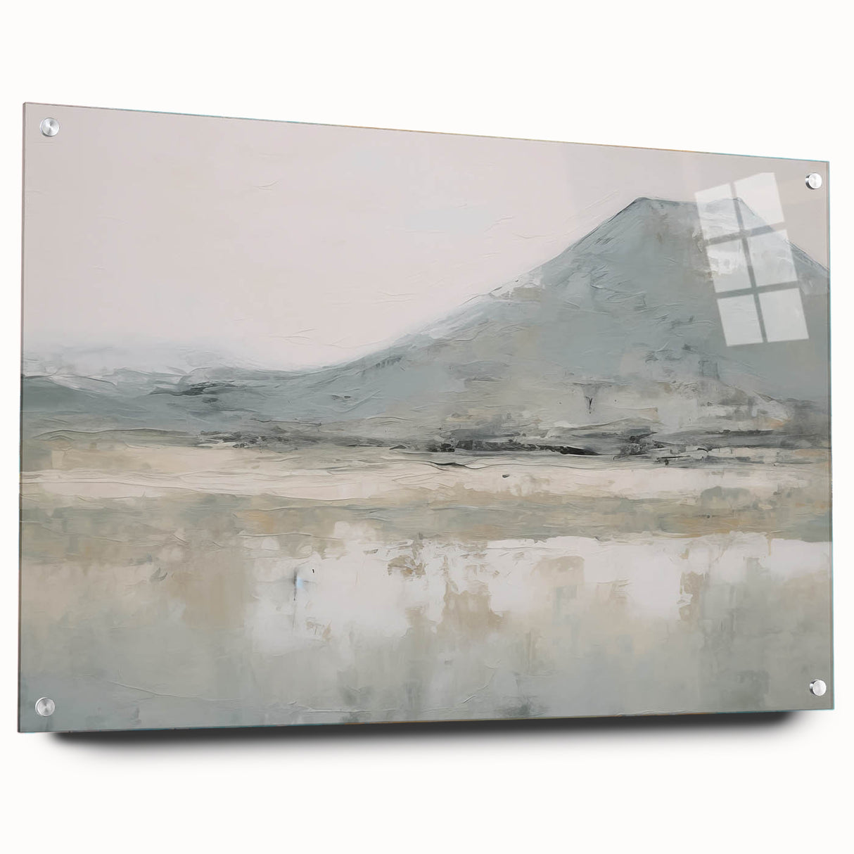 Vintage Landscape Art – Misty Mountain and Reflection – Antique Nature Scene Wall Art