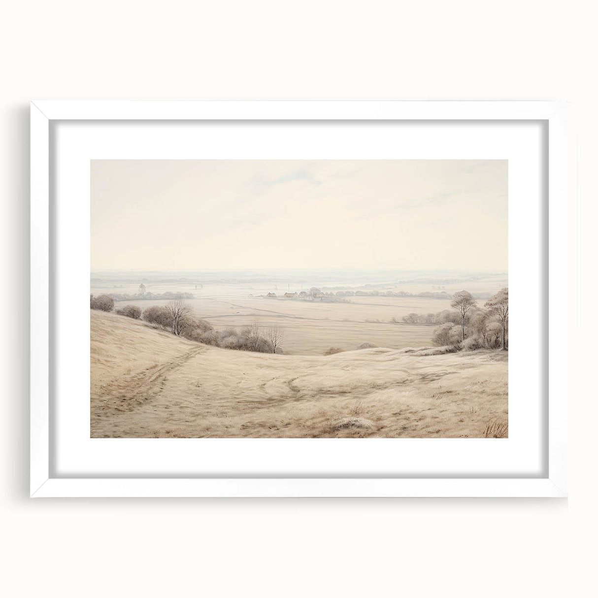 Vintage Landscape Art - Serene Countryside View in Soft Hues