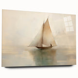 Vintage Landscape Art - Sailboat Reflections on Calm Waters