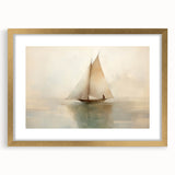 Vintage Landscape Art - Sailboat Reflections on Calm Waters