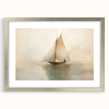 Vintage Landscape Art - Sailboat Reflections on Calm Waters