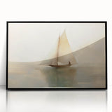 Vintage Landscape Art - Sailboat Reflections on Calm Waters