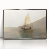 Vintage Landscape Art - Sailboat Reflections on Calm Waters