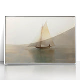 Vintage Landscape Art - Sailboat Reflections on Calm Waters
