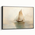 Vintage Landscape Art - Sailboat Reflections on Calm Waters
