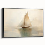 Vintage Landscape Art - Sailboat Reflections on Calm Waters