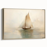 Vintage Landscape Art - Sailboat Reflections on Calm Waters