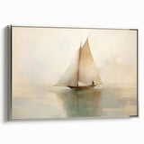 Vintage Landscape Art - Sailboat Reflections on Calm Waters