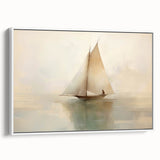 Vintage Landscape Art - Sailboat Reflections on Calm Waters