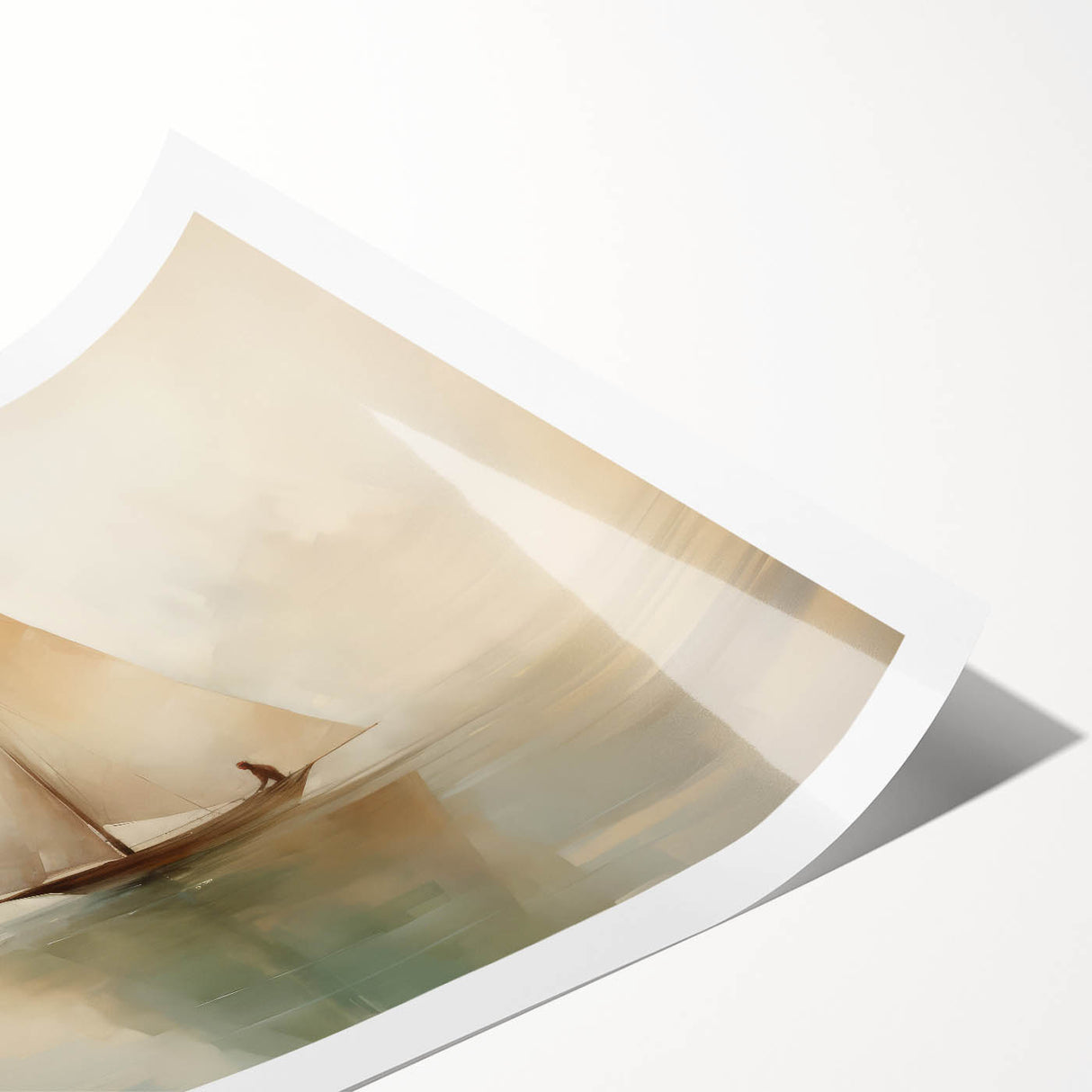Vintage Landscape Art - Sailboat Reflections on Calm Waters