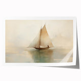Vintage Landscape Art - Sailboat Reflections on Calm Waters