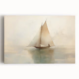 Vintage Landscape Art - Sailboat Reflections on Calm Waters
