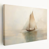Vintage Landscape Art - Sailboat Reflections on Calm Waters