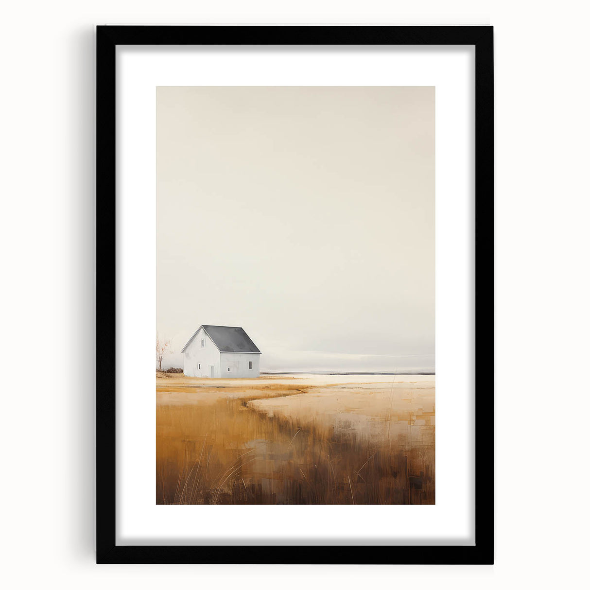 Vintage Landscape Art – Peaceful Rustic House Print