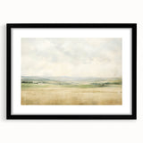 Vintage Landscape Art - Serene Countryside Fields in Soft Hues