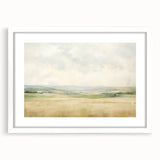 Vintage Landscape Art - Serene Countryside Fields in Soft Hues