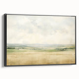 Vintage Landscape Art - Serene Countryside Fields in Soft Hues