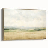 Vintage Landscape Art - Serene Countryside Fields in Soft Hues