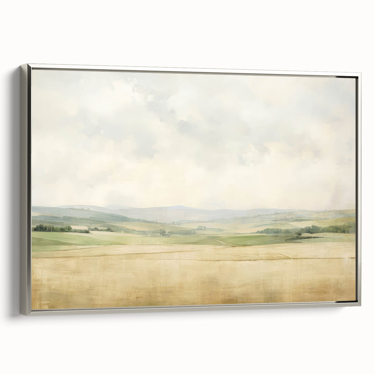 Vintage Landscape Art - Serene Countryside Fields in Soft Hues